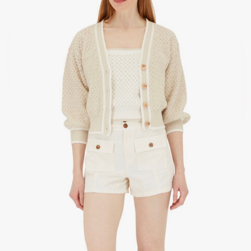 Veronica Beard Cream High Waist Shorts